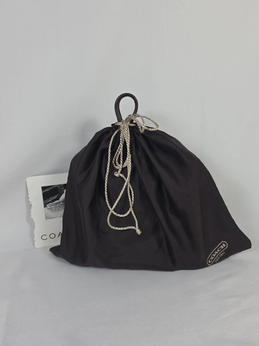 Coach 6181 Demi Shoulder Bag Cream Linen Canvas Brown Leather Small Women